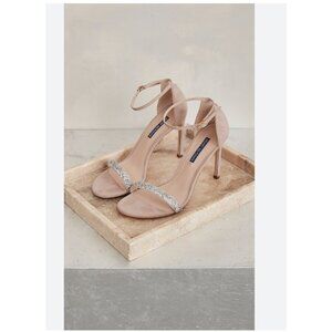 Stuart Weitzman Nudistsong Crystal Shoes Womens Size 9 Ankle Strap Sandals Heel